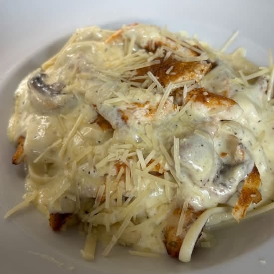 Blackened Chicken Alfredo.
